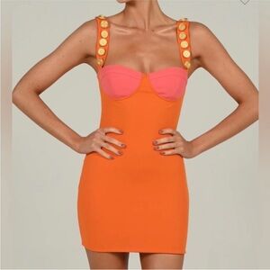 Orange mini bustier dress